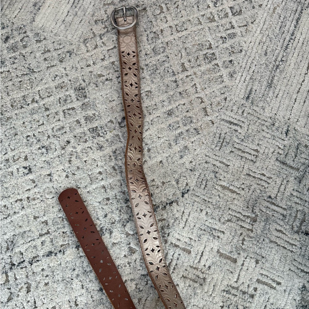 Fossil Brown Leather Patterned Belt